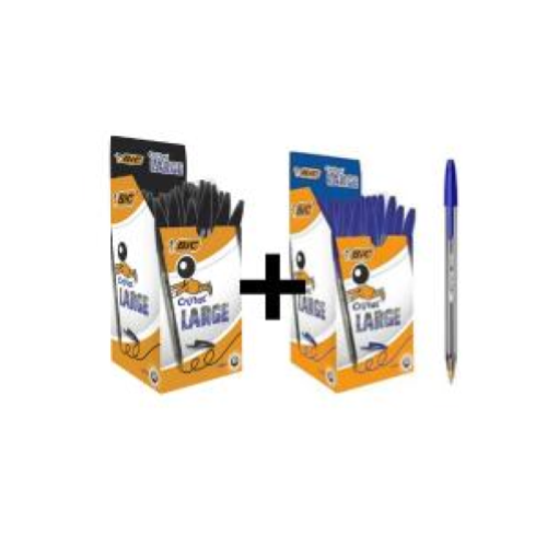 BUNDLE PENNE BIC Cristal Large 1.6 Blu + PENNE BIC Cristal Large 1.6 Nero (BIC-BLU-201665) (BIC-BK-201434) - BND310 -1+1