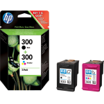 HP 300 original ink cartridge black and tri-colour standard capacity 2 x 4ml black: 200 pages, colour: 165 pages 2-pack - CN637EE