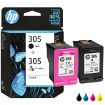 HP 305 2-Pack Tri-color/Black Original Ink Cartridge - 6ZD17AE